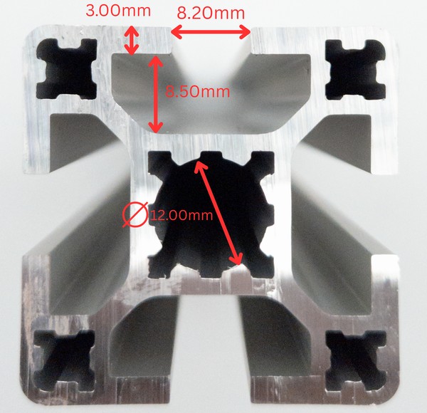E-slot aluminum extrusion profile close up photo