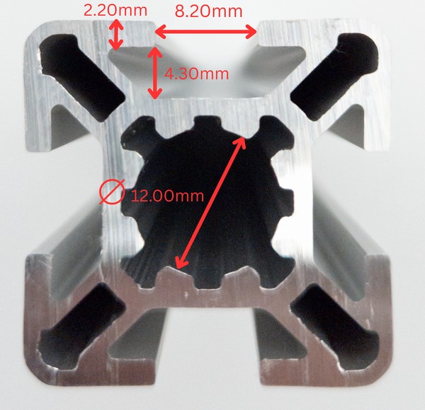 F-slot aluminum extrusion profile close up photo